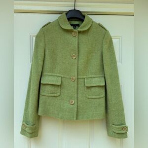 Banana Republic Womens Sz S Wool Four Button Blazer Green Suit Jacket Coat Chic
